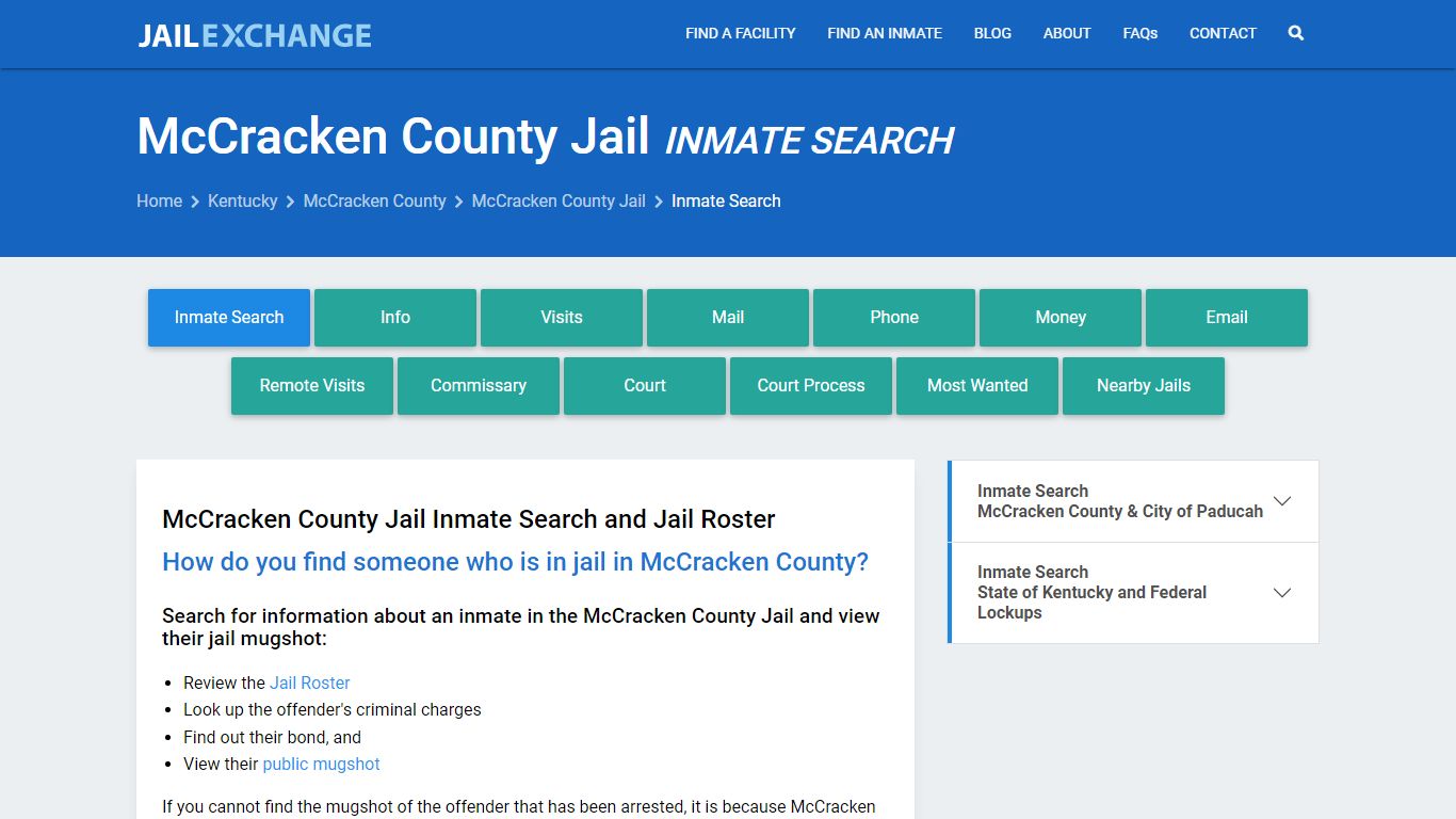 Inmate Search: Roster & Mugshots - McCracken County Jail, KY